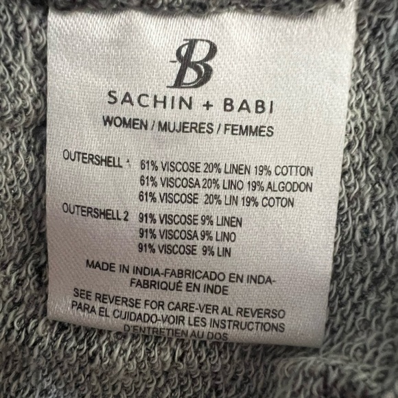 Anthropologie Sachin + Babi Blouson Antonia Gray Maxi Dress Surplice Back Size 4 - Picture 6 of 7